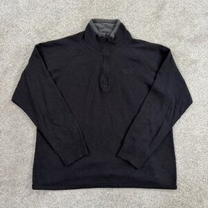 The North Face Quarter Zip Wool Blend Fleece Pullover L Black Outdoor Hiking